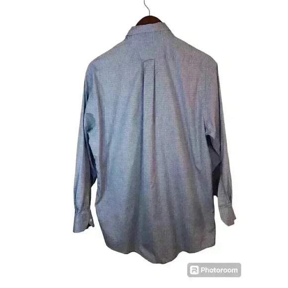 Lands End Direct Merchants Mens 16-32 Dress Shirt Blue White Window Pane L/S - Picture 5 of 6